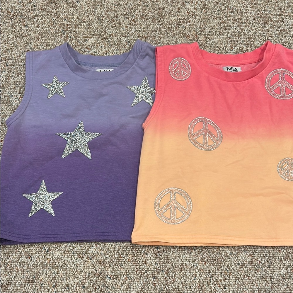 MIA Girls' Ombre Tank Tops in Purple and Pink/Peach Duo
